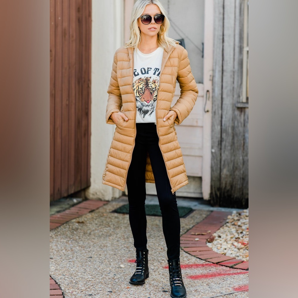 Camel Brown Puffer Coat